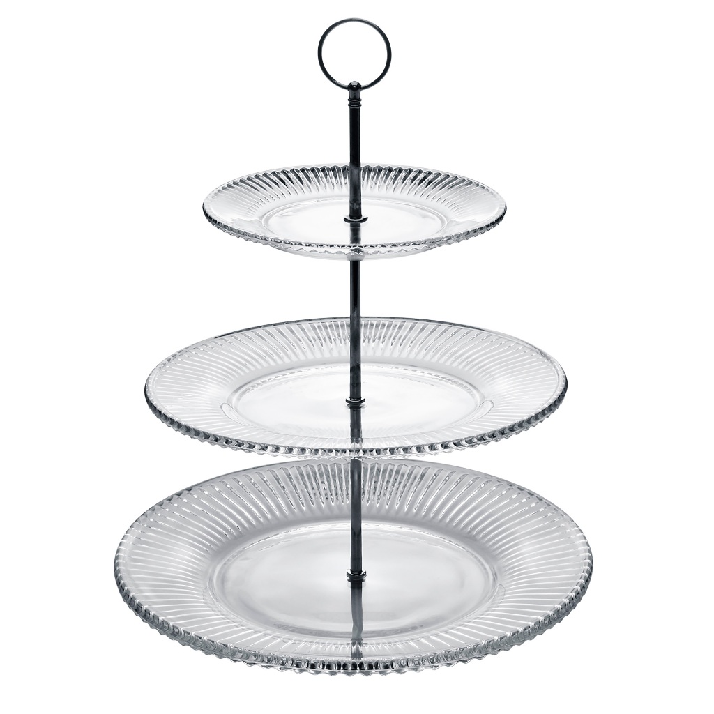 Prato Duplo para Cupcake e Doces de Cristal Pearl Renaissance - Wolff
