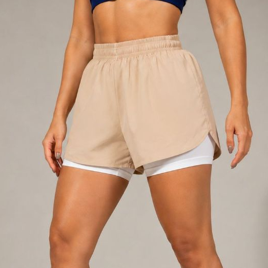 Short Feminino 2 em 1 Duplo Tactel Academia Fitness