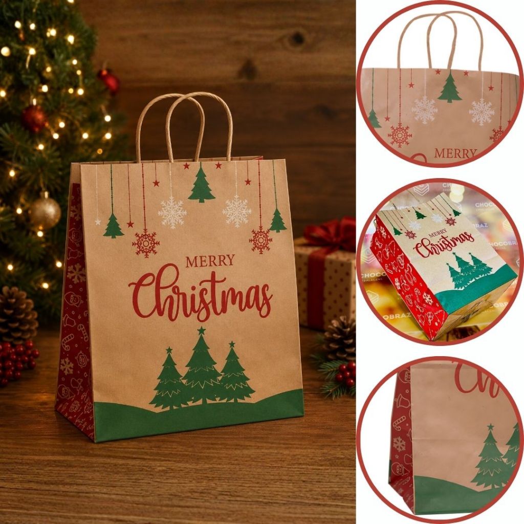 40 SACOLA NATAL (PP) - NATAL KRAFT ID5090 (NATAL IDEIA 2025) (CHOCO)