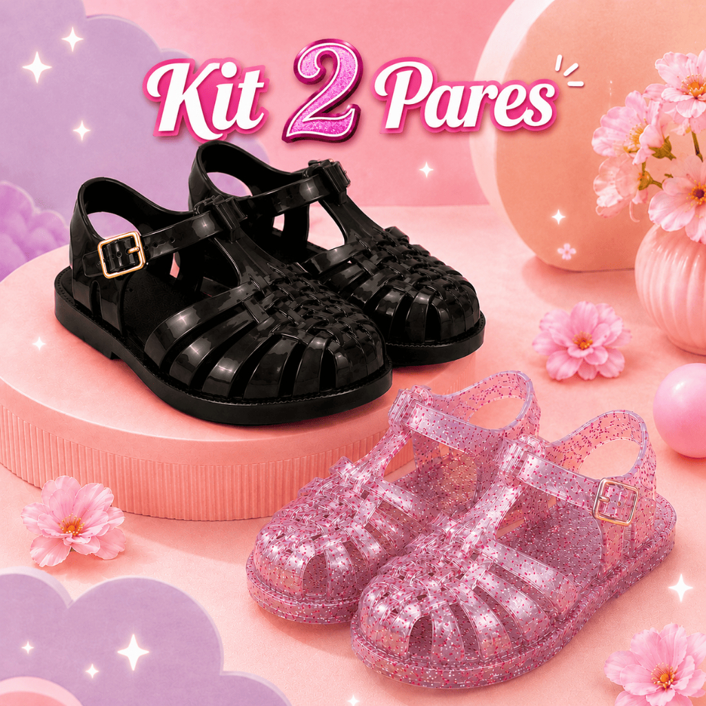 Kit 2 Pares Sandália Infantil Menina Estilosa Mini Melissa Confortável Aranha Leve Escola