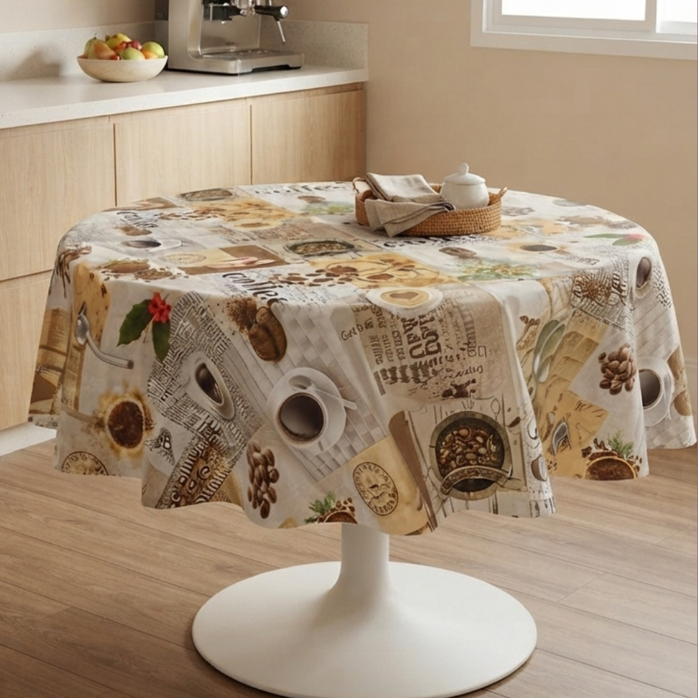 Toalha De Mesa Redonda 4 Lugares 135cm Plástico Impermeável