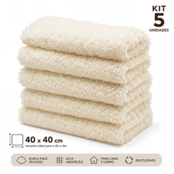Kit 5 Panos Microfibra Para Limpeza Dupla Face Multiuso Toalha Mágica Para Carro Casa - 40cm x 40cm
