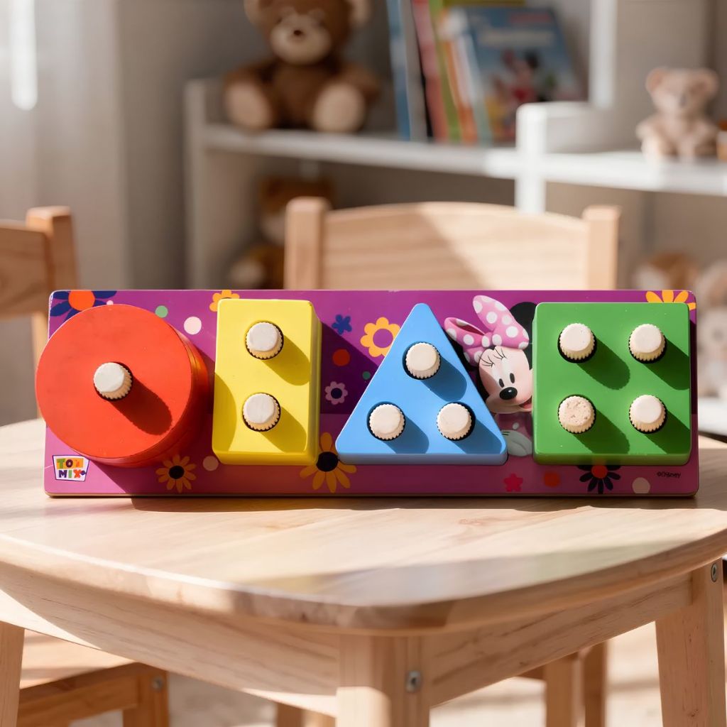 Brinquedo Montar Encaixe 4 Cores Pedagógico Mickey Minnie Infantil Passa Tempo Habilidades