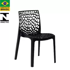 Cadeira Gruvyer Design Preto Sala Cozinha Jantar Área Gourmet Empilhável