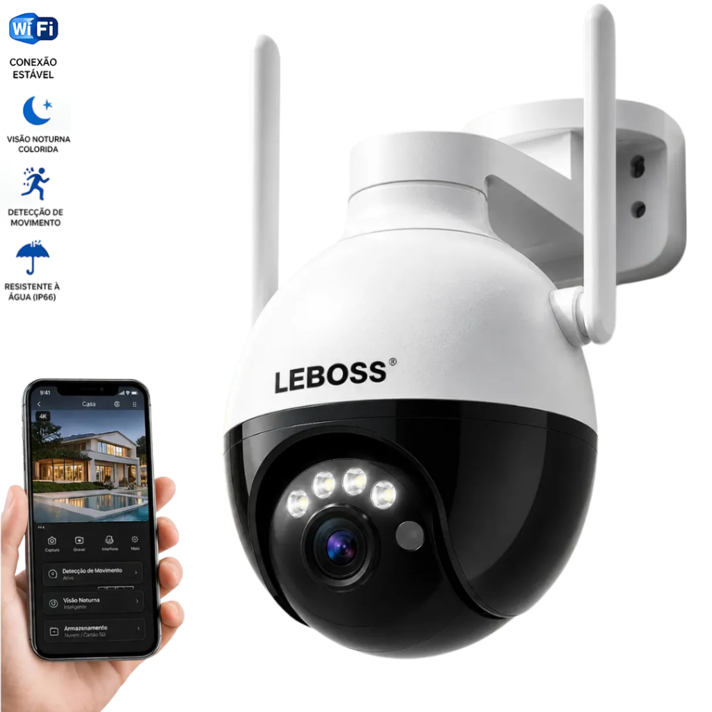 Câmera de Segurança Externa WiFi 1080P ICSEE 355° IP66 Visão Noturna Auto Tracking Áudio Bidirecional