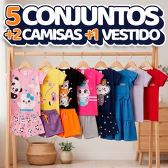 Box Verão Feminino - 2 Conjuntos Curto Estampado + 1 Conjunto Ciclista + 1 Vestido 3 Marias + 2 Pijamas Curto + 2 Camisa