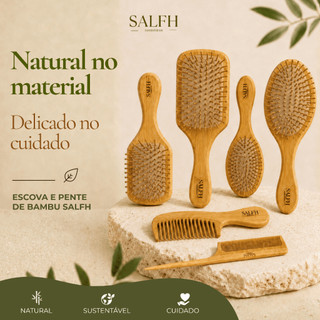 Escova de Cabelo Bambu Madeira Antiestática Pente de Madeira Pente de Cabelo de Bambu 100% Bambu