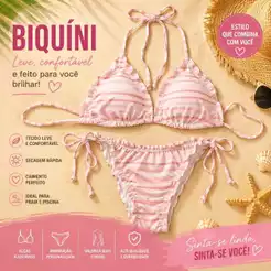 Biquini Cortininha forro Bojo Removível Calcinha Amarrar Meio Fio Dental