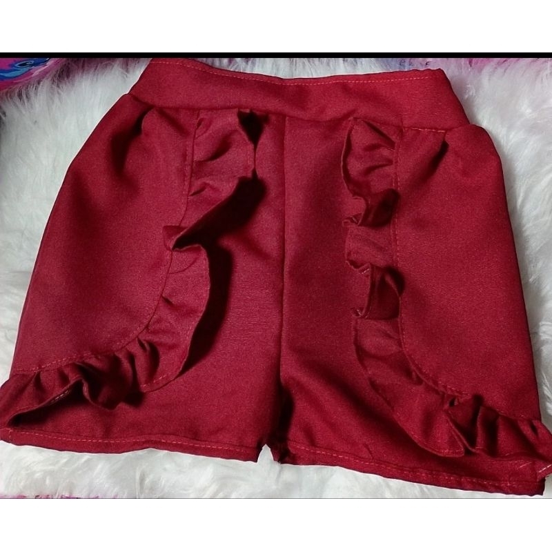 SHORTS SAIA VERMELHO COM BABADO INFANTIL MENINA