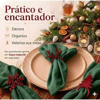 Kit 6 Anel Porta Guardanapo Natal Natalino Mesa Posta Ceia Decoração
