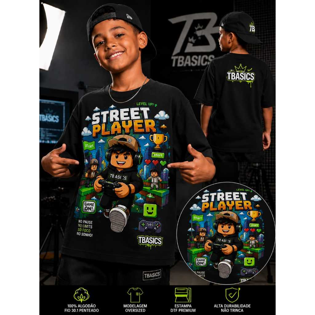 Camiseta Roblox Adulto Infantil Unissex Estampa Premium Gamer Algodão Conforto Qualidade Personagem