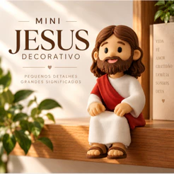 Mini Jesus Decorativo 3D Apoio De Monitor Estante E Mesa De Trabalho Presente Lembrança