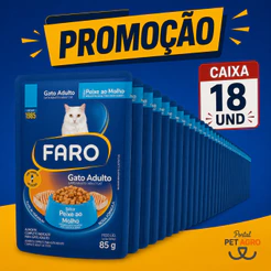 Petisco Sachê Faro Gato Peixe ao Molho - Caixa 18x85gr
