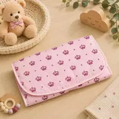 Trocador Portátil de Fraldas Bebê Impermeável com Bolso Tecido 100% Algodão