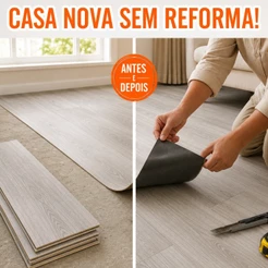 Piso Vinílico Revestimento de Chão Madeira Autocolante Lavável até 5m²