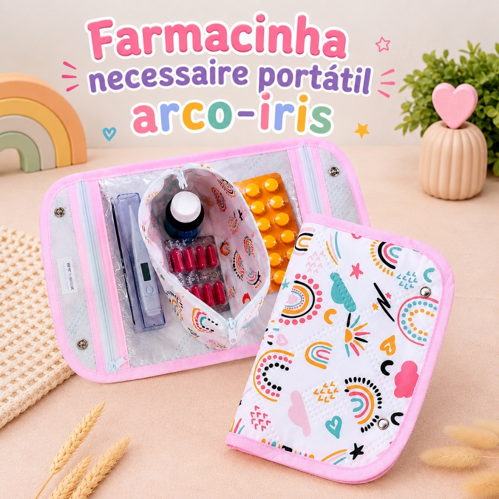 Porta Remédios Portátil Farmacinha Necessaire Para Bebê Menino Menina Acessórios Para Creche 02 Pcs