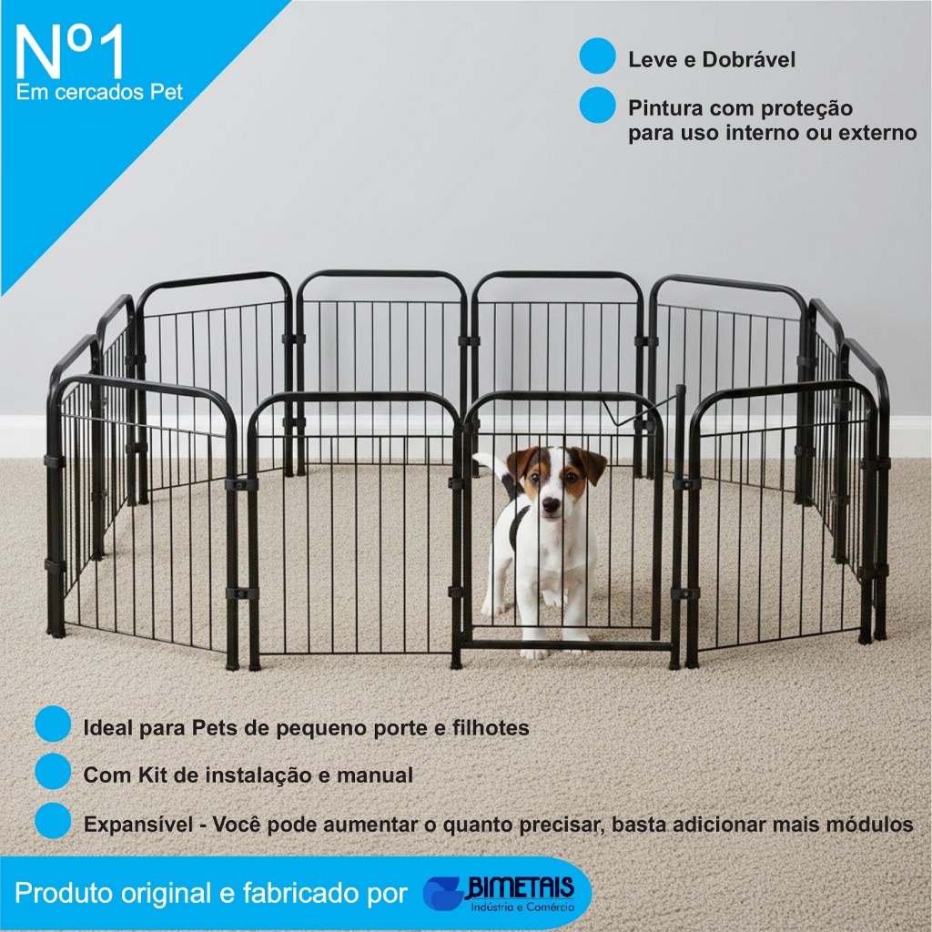 Cercado Grade 402x51cm Portão + 10 Módulos Segurança Pet Cães