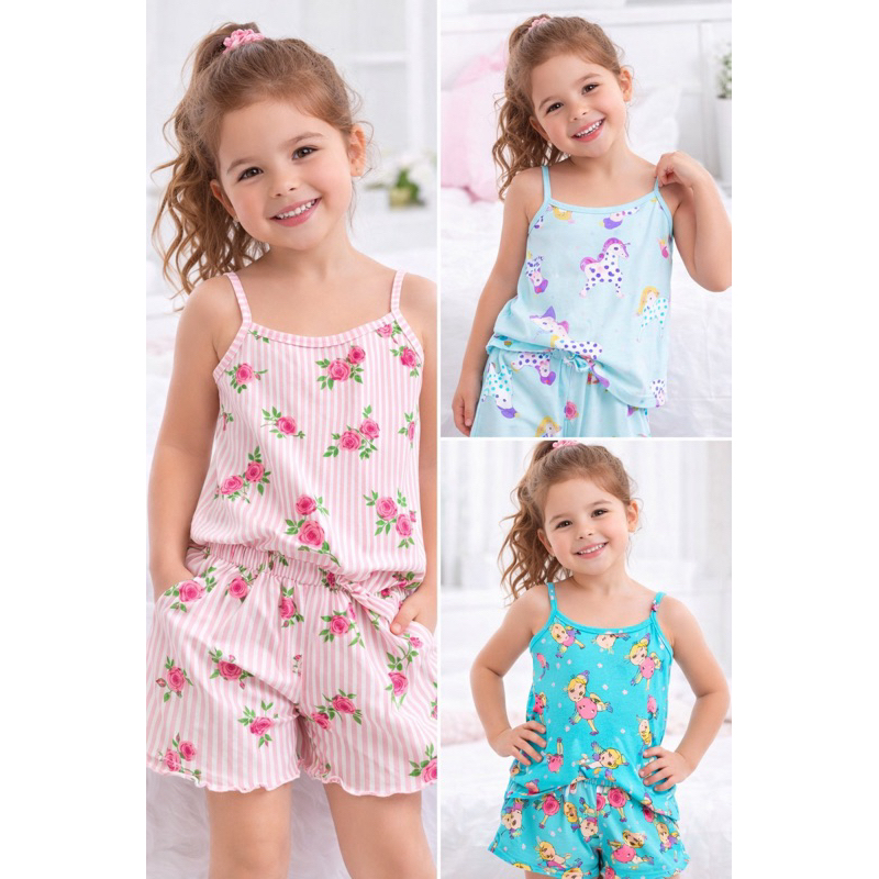 Baby Doll e Camisola Infantil Menina | Pijama Confortável Estampado Variado