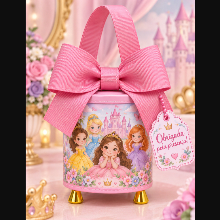 Mini Tubolata Personalizada Tipo Bolsinha com Laço 5x6 – Lembrancinha de Aniversário Infantil