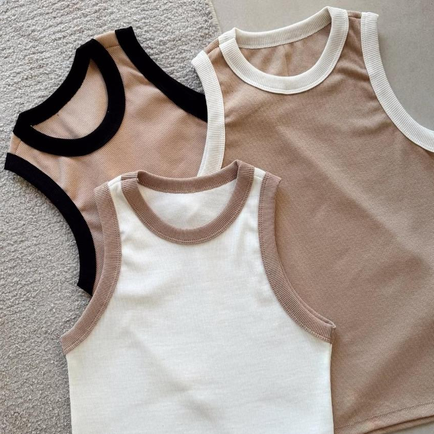 Kit 2 Blusas Feminina Bicolor Regata Canelada Ribana Premium Social Americana Basica Promoção