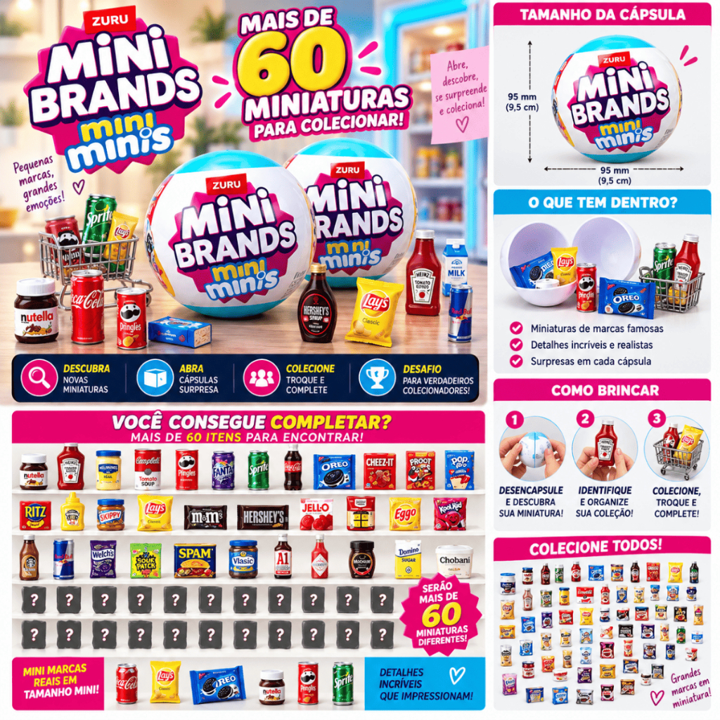 Kit 2/4/6 Cápsulas Surpresa Mini Brands Colecionável Bolas Produtos Mini Geladeira Miniaturas Brinquedo Infantil Criança
