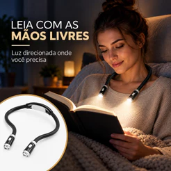 Lanterna de Pescoço LED Mãos Livres para Leitura | Flexível com 3 Intensidades e Luz Direcionável