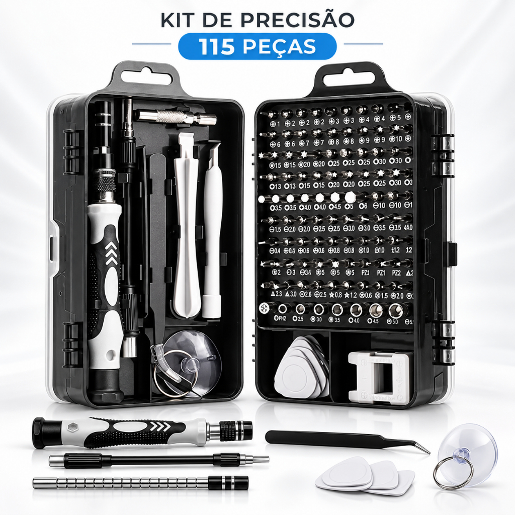 Kit Chaves De Fenda Precisão 115 Em 1 Magnético Celular Notebook Tablet PC Eletrônicos