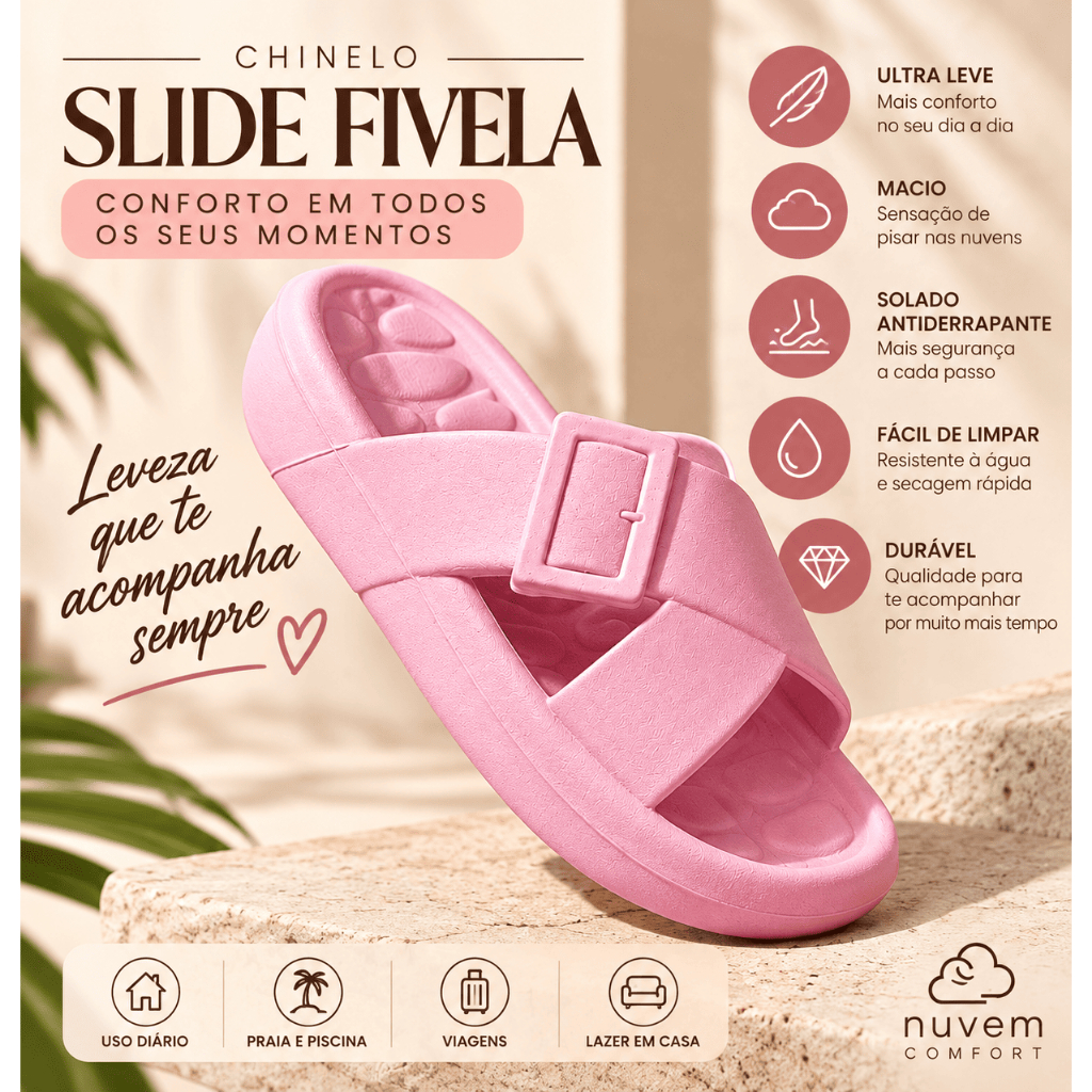Chinelo Slide Feminino com Fivela Microexpandido Macio Antiderrapante Leve Confortável - nuvemconfort