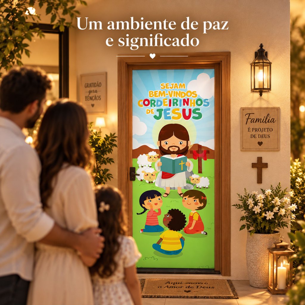 Capa de Porta Religiosa 0,80x2,10m Decoração Cristã Veste Porta Decoração · foto 2