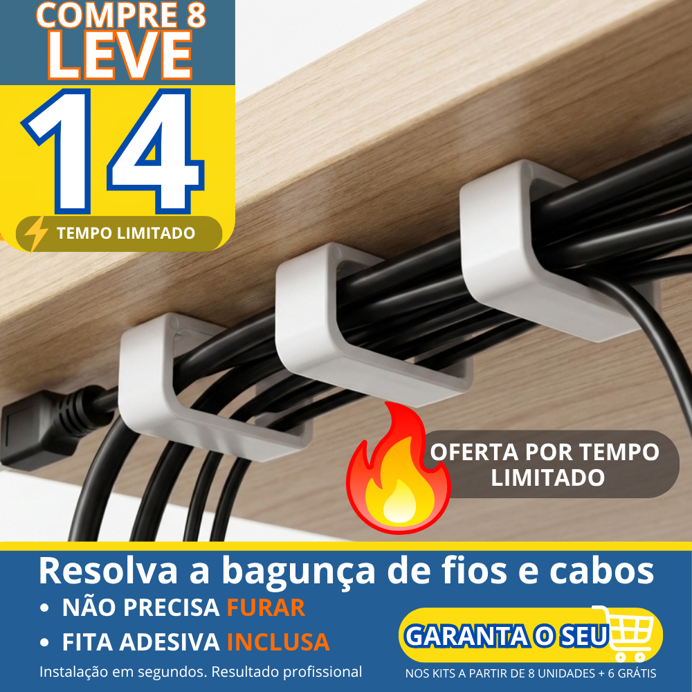 Kit 20 Organizadores de Fios e Cabos Invisível