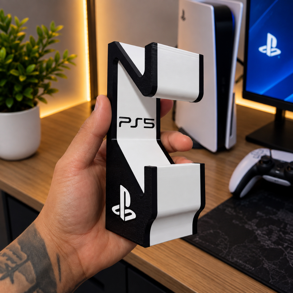 Suporte Duplo Controle PS5 PS4 DualSense Base Gamer Organizador Mesa Para 2 Controles Playstation Presente Geek
