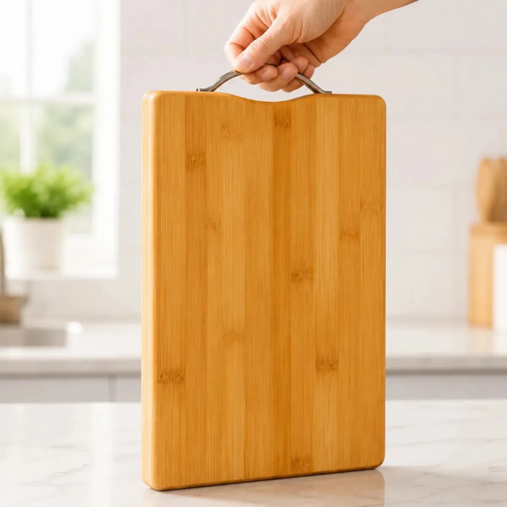 Tábua De Corte De Bambu Retangular Com Alça Lisa Resistente Liso Bambu