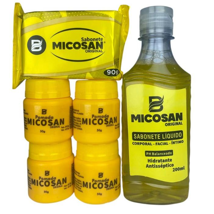 Kit Micosan Original com 4 Pomadas, 1 Sabonete Líquido e 1 Sabonete em Barra 6 Un. Baruc Cosméticos