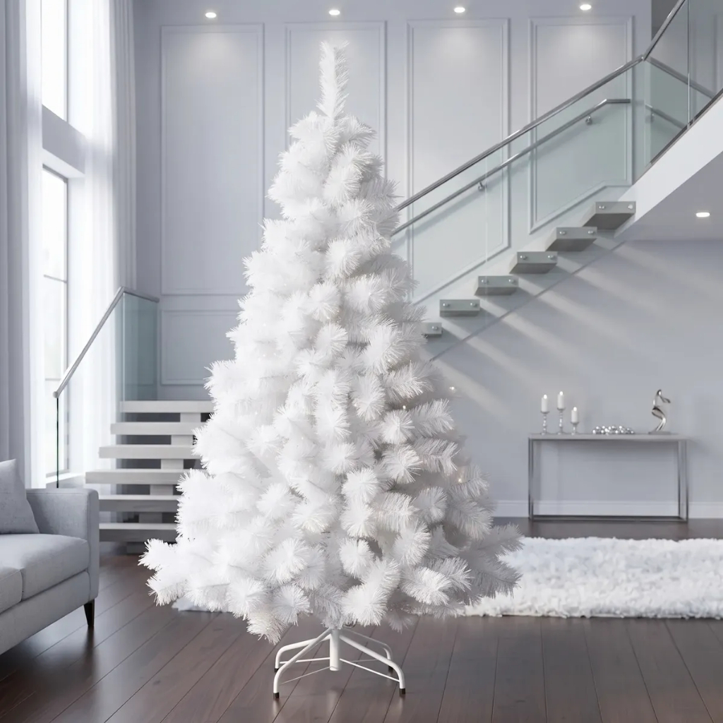 Árvore De Natal Cor Branca Pinheiro De Luxo 1.50m 260 Galhos A0115B