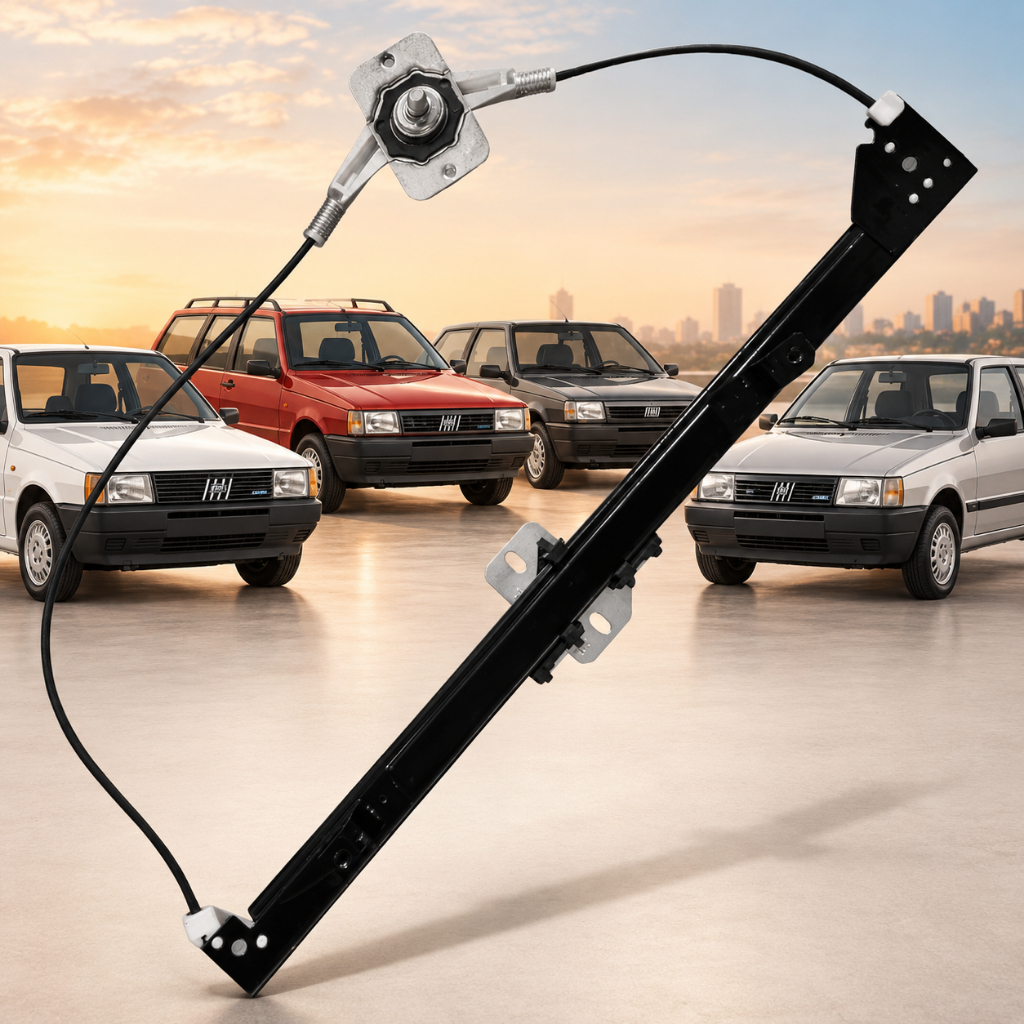 Máquina Vidro Manual Direita Uno 1984 á 2010, Uno Mille 2008 á 2013, Elba, Prêmio todos 2 Portas
