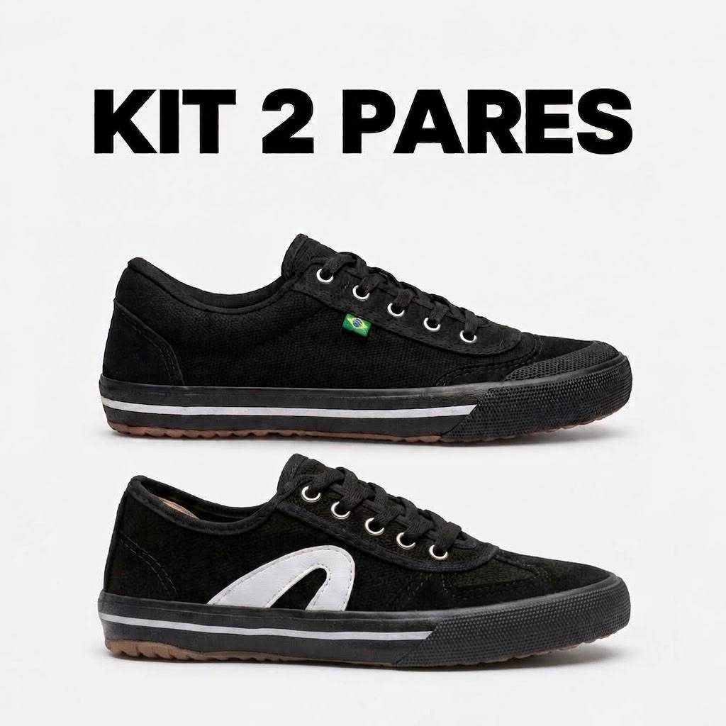 Kit 2 Tênis Esportivo Chuteira Camurça Adulto Vulcanizado Unissex Futsal Futebol Salão Quadra Confortável