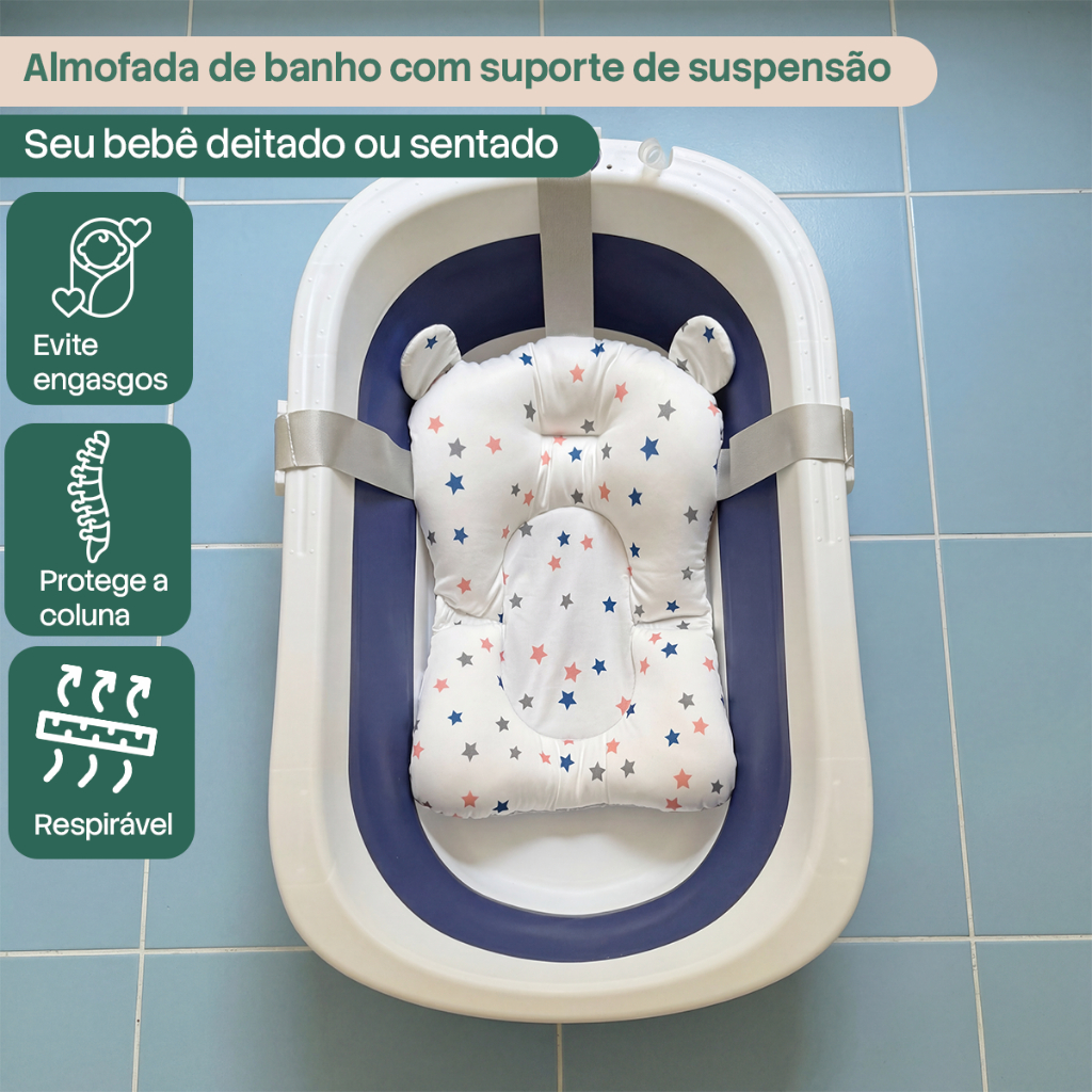 Banheira Para Bebês Dobrável Com Suporte 35l Até 16kg · foto 2