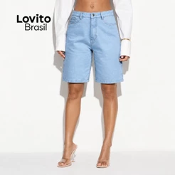 Lovito Bermuda Jeans Casual Estilo Jorts Moda Feminina DSB823BRL853
