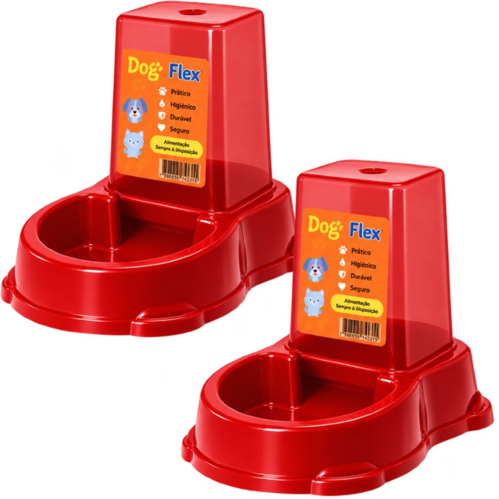 Kit Bebedouro Comedouro Automatico Cachorro Gato Prático 2L - Duplo Agua e Ração
