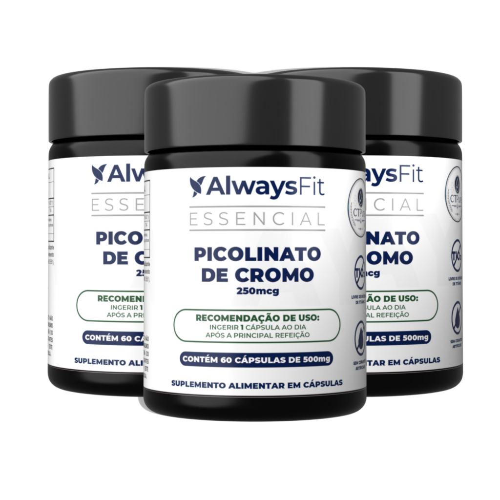 Kit 3 Picolinato de Cromo AlwaysFit 250mcg | 60 Cápsulas