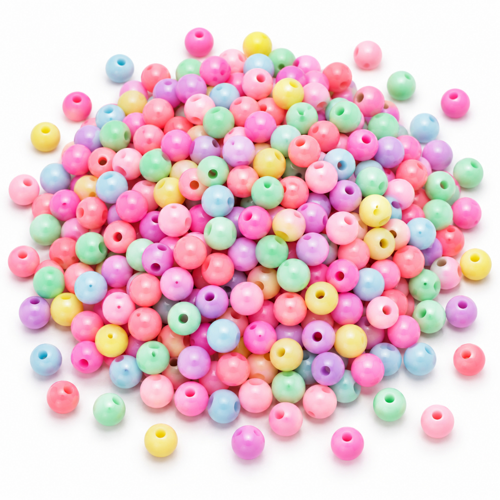Miçangas 6mm Infantil 1000 Peças Bola Leitosa Candy Para Pulseira Colar