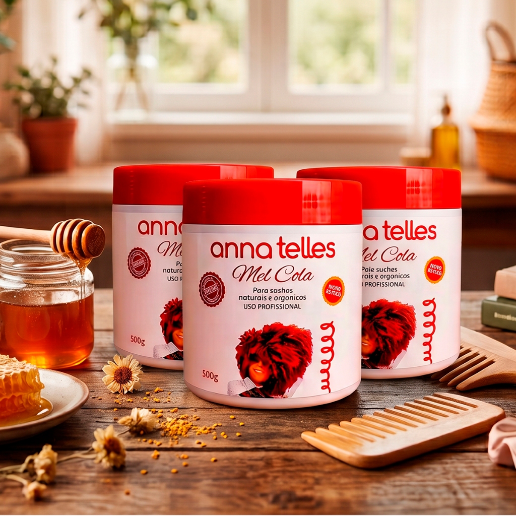 Kit 03 Mel Cola Ana Telles 500 gramas cada Finalizaçao e Definiçao sem Frizz