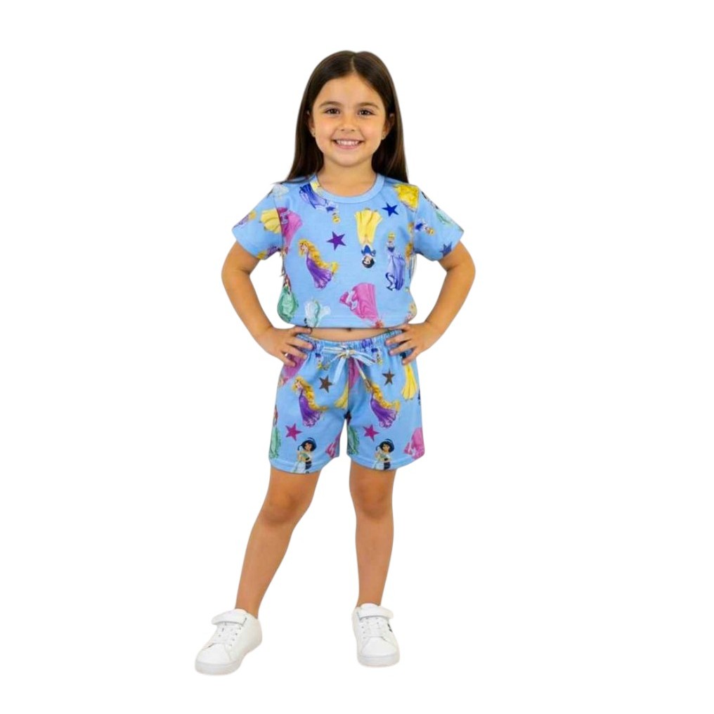 Conjunto verão infantil de  menina temático das Princesas