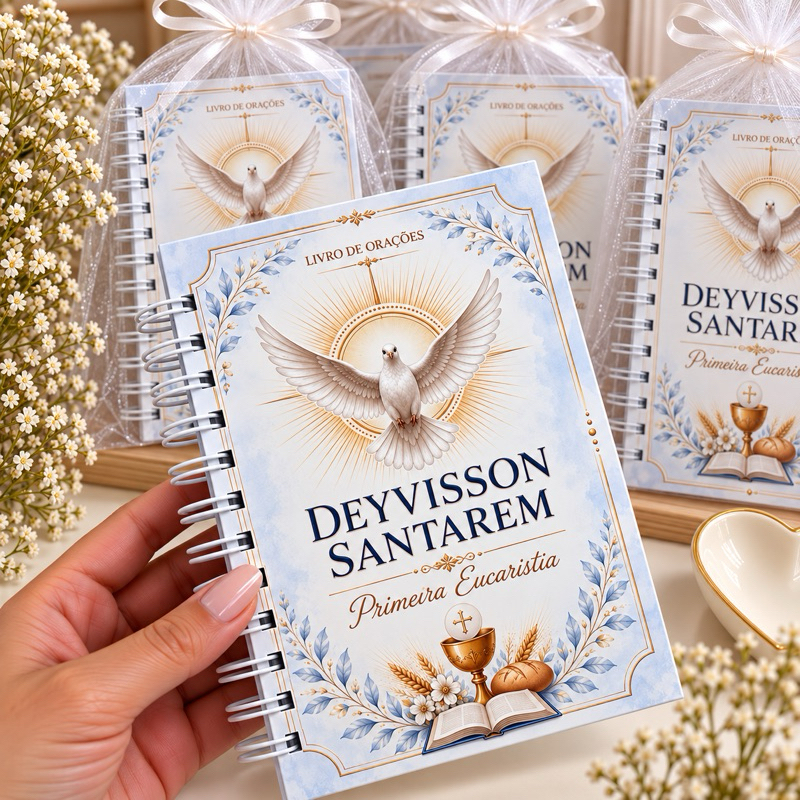 Livro de Orações Personalizados  lembrancinha de batizado Primeira Eucaristia Primeira Comunhão