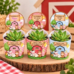 Rótulos + tag para suculentas fazendinha | lembrancinha fazendinha I decoração aniversário fazendinha menino e menina