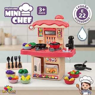 Fogão De Brinquedo Mini Chef Art Brink Com 22 Acessórios Sai Água de Verdade