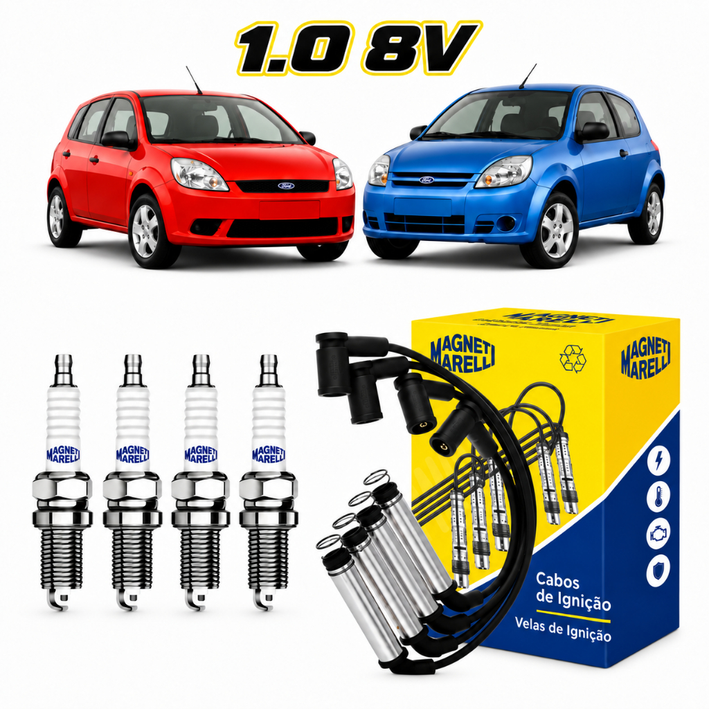 Cabos e Velas Ignição Ford Ka Fiesta 1.0 8v Zetec Flex 2006 a 2013