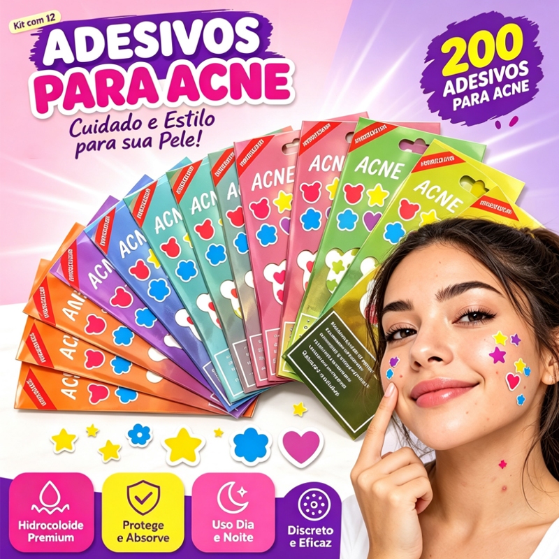 KIT com até 440 adesivos hidrocoloides para acne – adesivos para espinhas no rosto, para tratamento local de espinhas