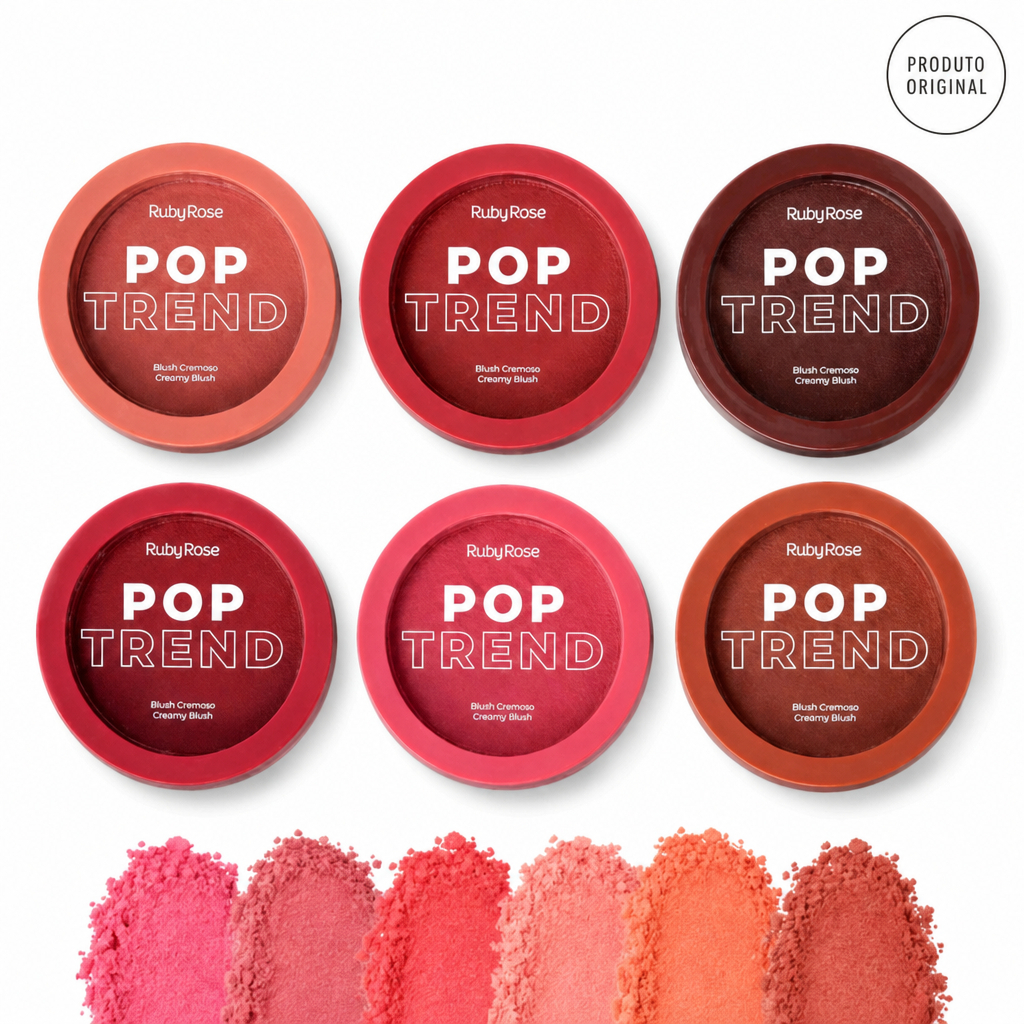 Blush Cremoso Pop Trend Ruby Rose – Efeito Natural e Alta Pigmentação
