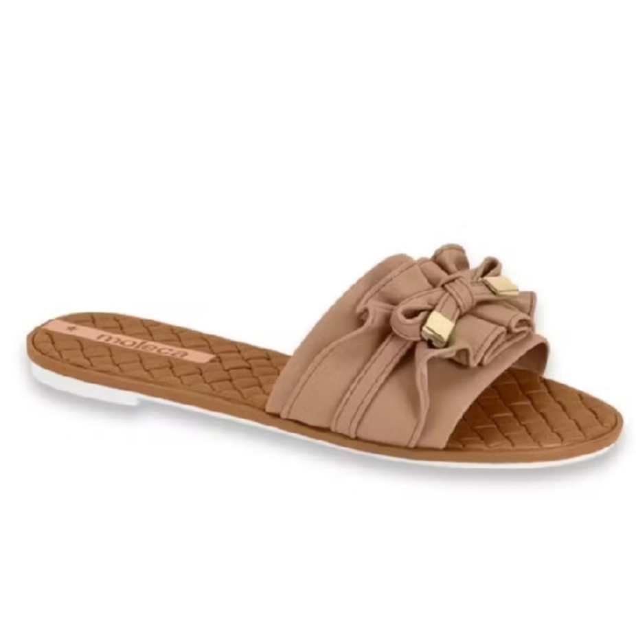 Rasteirinha Feminina Moleca Napa Turim Preto Bege Nude 5297